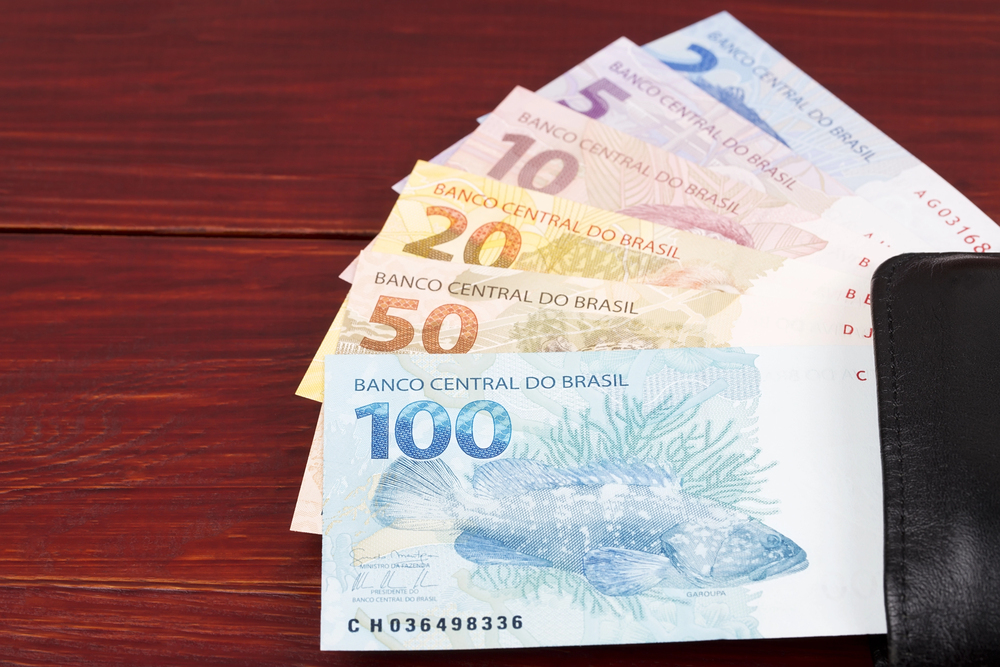 Brazilian Real Banknotes in the black wallet